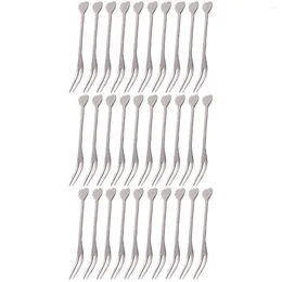 Dinnerware Sets 30 Pcs Stainless Steel Fruit Fork Heart Shape Picks Party Supplies For El KTV Bar