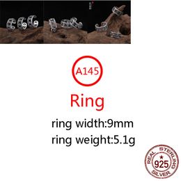 A145 S925 Sterling Silver Ring Personalised Fashion Punk Hip Hop Style Boat Anchor Star Cross Flower Couple Letter Shaped Jewellery Lover Gift