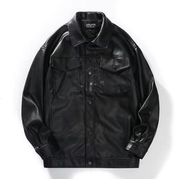 Men's Leather Faux PU Jacket Men Black Soft Motorcycle Biker Fashion Coats Male Bomber Pockets Clothes 230328