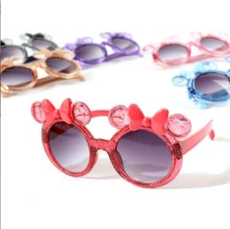 Children Cute Cartoon black Sunglasses transparent frame Shiny Bowknot Sun Glasses Outdoor Sun Protection Summer Baby Sport Shade Kid UV400 Eyewear