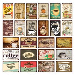 Vintage Coffee Machine Tableware Kitchenware Metal Tin Sign Kitchen Cafe Home Decoration Wall Art Painting Plate 30X20cm W03