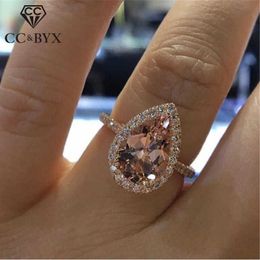 Wedding Ring Women's Engagement Ring Cubic Zirconia Water Drops Champagne Bridal Temperament Jewellery Sent Directly to CC2209 Z0327
