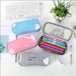 1pcs Canvas Pencil Bag Animal Pen Case Large Capacity Holder For Kids Girls Gifts School Office Supplies 4 Colors