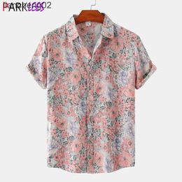 Men's Casual Shirts Retro Floral Hawaiian Shirt Men 2022 Summer New Plus Size Mens Beach Shirts Quick Dry Breathable Aloha Dress Shirt Chemise Homme W0328