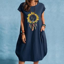 Casual Dresses Lounge Dress For Women Lady Wind Chimes Printed Loose Short Sleeve Summer Little Mistress