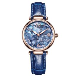 Wristwatches Reef Tiger/RT Design Luxury 316L Steel Blue Dial Automatic Watches Women Genuine Leather Strap RGA1584