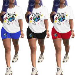 Tute da donna Deisgner 2023 Summer Casual Due set di t-shirt a manica corta stampata e pantaloncini da 2 pezzi abbigliamento atletico plus size 3xl 4xl 5xl