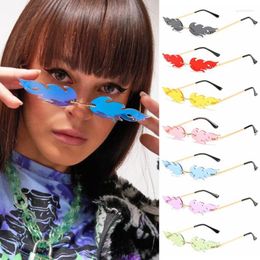 Sunglasses Novelty Rimless Eyewear Party Metal Flame Shaped Fashion For Women Sun Glasses