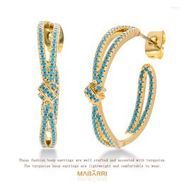 Hoop Earrings Mabarri Gold Plated Turquoise Hoops For Women Girl 14k Temperament Jewellery Holiday Birthday Christmas Party Gift