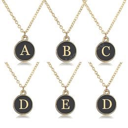 Vintage Women's Neck Chain Intial Letter Round A-Z Letter Pendant Necklace For Women Charms Choker Name Jewellery Couple Gift