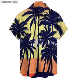 Men's Casual Shirts 2022 Summer Hawaiian Shirt Men Coconut Tree Shirt Men's And Women's Breathable Loose Short-sleeved Top European Size 5xl Beach W0328