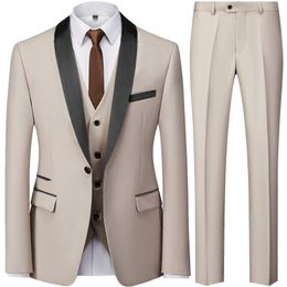 Men's Suits Blazers Men Autumn Wedding Party Three Pieces Set Dress Trousers / Large Size 5XL 6XL Male Blazer Coat Pants Vest Fashion Slim Fit Suit 230328