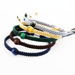 Strand Design Natural Stone Tiger Eye Cord Knot Braided Macrame Bracelet Men Jewelry Gift