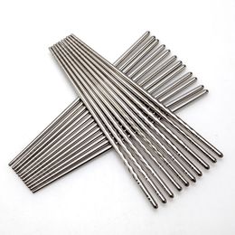 Stainless Steel Chopsticks Anti-skip Thread Style Durable Sliver Chopsticks Food Chop Sticks Kitchen Accessories