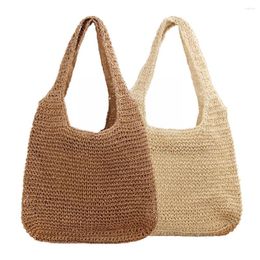 Duffel Bags Fashion Women Straw Shoulder Bag Bucket Tote Summer Travel Shopping Casual Handmade Beach Woven Totes Weaving Handbag H2P6
