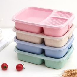 Dinnerware Sets Healthy Material Microwave Lunch Box Wheat Straw Container Storage Portable Bento Boxes Children Kids Lunchbox