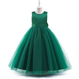 Girl's Dresses Girls Backless Princess Party Dress for Wedding Green Christmas Children Evening Tulle Gown Teen Kids Birthday Formal Long Dress