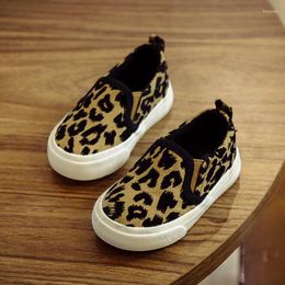 Athletic Shoes Kids Canvas Leopard Print Slip-On Casual Rubber Soft Sole Round Toe Flat For Girls And Boys Fashion Solid Size 19-36