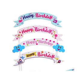 Other Event Party Supplies Birthday Cake Insert Card Baking Decoration Flag Mermaid Balloon Diy Ins Dhs