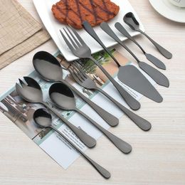 Dinnerware Sets Household Black Western Knife Fork Spoon Set Stainless Steel Tableware 10-piece El Utensils