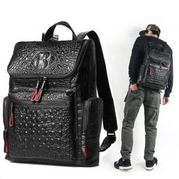 High quality leather Crocodile print backpack men bag Famous designers canvas men's backpack travel bag backpacks Laptop bag224w