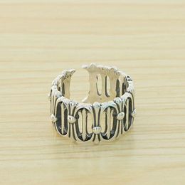 A164 S925 Sterling Silver Ring Personalized Fashion Punk Hip Hop Style Cross Flower Couple Letter Shaped Jewelry Lover Gift