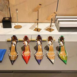 2023 Fashion women shoes beads high heels crystal ball leather crystal shoes aquazzura womens shoes high heeled sandals aquazzuras designer wedding da n2Ft#