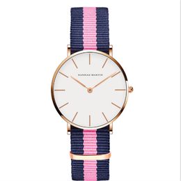 36MM Simple Womens Watches Accurate Quartz Ladies Watch Comfortable Leather Strap or Nylon Band Wristwatches a Variety Of Colours C227K