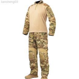 Men's Tracksuits Mege Tactical Camouflage Military Combat Uniform Set Shirts Cargo Pants with Pads G3 Outdoor Soldier Airsoft Paintball Clothing W0328