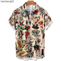 Men's Casual Shirts 2022 Summer Retro Fashion Mermaid Shirt 3d Hawaiian Shirts Men's Shirt Casual Short Sleeve Loose Breathable Shirts Top W0328