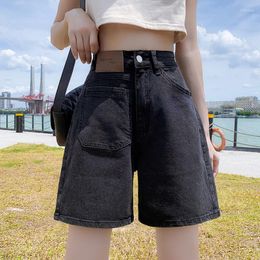 Women's Jeans Woman Wide Legs High Waist Black Knee-Lenght Denim Shorts Casual Female Loose Fit Vintage Ladies Bermuda D29