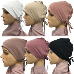 Ethnic Clothing Muslim Women Head Tie Pleated Hijab Underscarf Inner Cap Soft Hair Cover Headwrap Turban Bonnet Islam Arab Headscarf Elastic