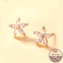 Stud Earrings S925 Sterling Silver Painting Had Tactile Appeal Personality Simple Hypoallergenic Cherry Blossom Small Female Diamond