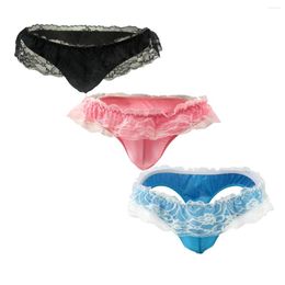 Underpants Sexy Men's Low Waist Erotic Underwear Breif Mens T-back G-String Thong Male Breathable Mesh Panties With Penis Pouch