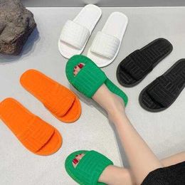 Slippers 2023 women's new luxury summer style straight line candy color towel slippers for wearing cotton outside the home slippers G230328