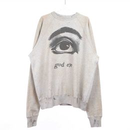 Designer Fashion Hoodie Saint Michael Makes Old Graffiti And Destroys The Eyes FOG Loose Casual Couple Round Neck Sweater