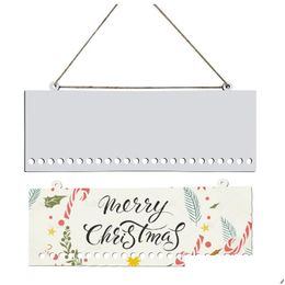 Sublimation Blanks Christmas Candy Cane Advent Calendar Mdf Blank Countdown Reusable Reindeer Hanging Board Holder Drop D Dhr93