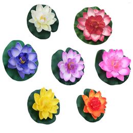 Decorative Flowers 10cm Artificial Water Floating Lotus Flower Lily Lifelike Micro Landscape Aquarium Patio Garden Pool Pond Decoration