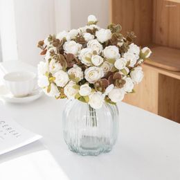 Decorative Flowers Faux Rose Flower With Stem Artificial Desktop Decoration False Bouquet