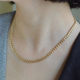 Chains UNICE Simple Necklaces Real 18K Solid Yellow Gold Jewellery AU750 For Women Cuban Wide Link Chain Necklace Fashion Lady Gift