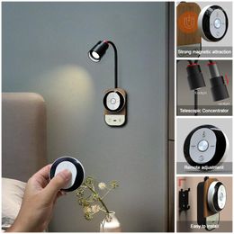 Wall Lamp Multifunction Bedside Working Study Reading Type-C Charging With Remote Control Dimmable Bedroom Lighting