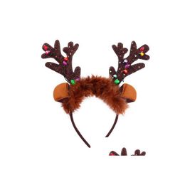 Party Favor Creative Christmas Luminous Antler Hair Hoop Childrens Toy Ball Props Led Flash Headdress Wl947 Drop Delivery 202 Dhagn