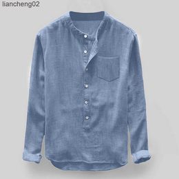 Men's Casual Shirts Mens Winter Sleeve Blouse Long Top Button Linen Autumn Casual Cotton Fashion and Men Blue Button Mens Corduroy Shirt Jacket W0328