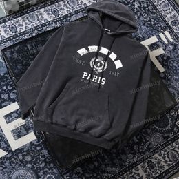 xinxinbuy Erkekler tasarımcı Hoodies DESTROYED Mektup Paris delik baskı pamuk Kazak kadın kırmızı yeşil siyah beyaz mor büyük boy XS-L