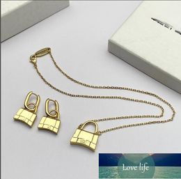 Quality High Polished Design Women Earrings Necklace Stainless Steel Gold Silver Rose Colors Sets Heart lock Love Pendant Trendy Jewelry