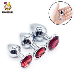 Anal Toys DOPAMONKEY Metal Anal Plug 10 colours With Crystal Jewellery Smooth Prostate massage Butt Plug Anal Sex Toys for Woman Men couples 230327