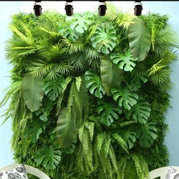 Decorative Flowers 1.5X2M Artificial Plant Grass Wall Panels Indoor Plastic Greenery Backdrop Fence Backyard Wedding Privacy Lawn Decor DIY