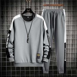 Men's Tracksuits Men Spring and Autumn Clothes 2 Piece Set Men Sweatsuit Tracksuit Outwear Harajuku Jogging Suit Long sleeve Shirt Set Outfits W0328