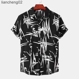 Men's Casual Shirts Men Clothing 2022 Summer New Fashion Personality Short-sleeved Shirt Men's Striped Casual Business Shirt Camisas Para Hombre W0328