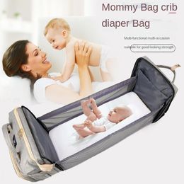 Diaper Bags Foldable Sleeping Mommy BagMultifunctional Mother And Baby BagMom Bag Milk Bottle Backpack Crib